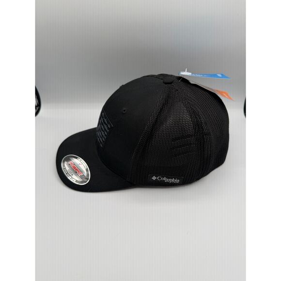 NEW Columbia PFG Flex Fit Mesh Fishing Ball Cap Black OSFM Flag Graphic - Picture 6 of 9